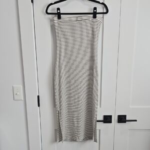 RVCA White and Black Casual Ribbed Tube Dress